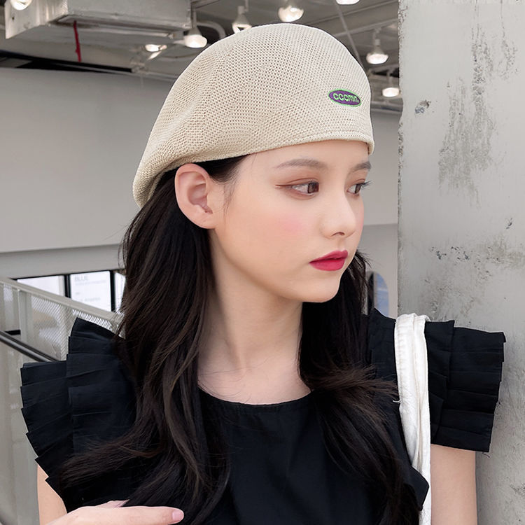 报童帽 反戴帽子女夏季贝雷帽网格遮阳前进帽百搭反戴鸭舌草帽复古显