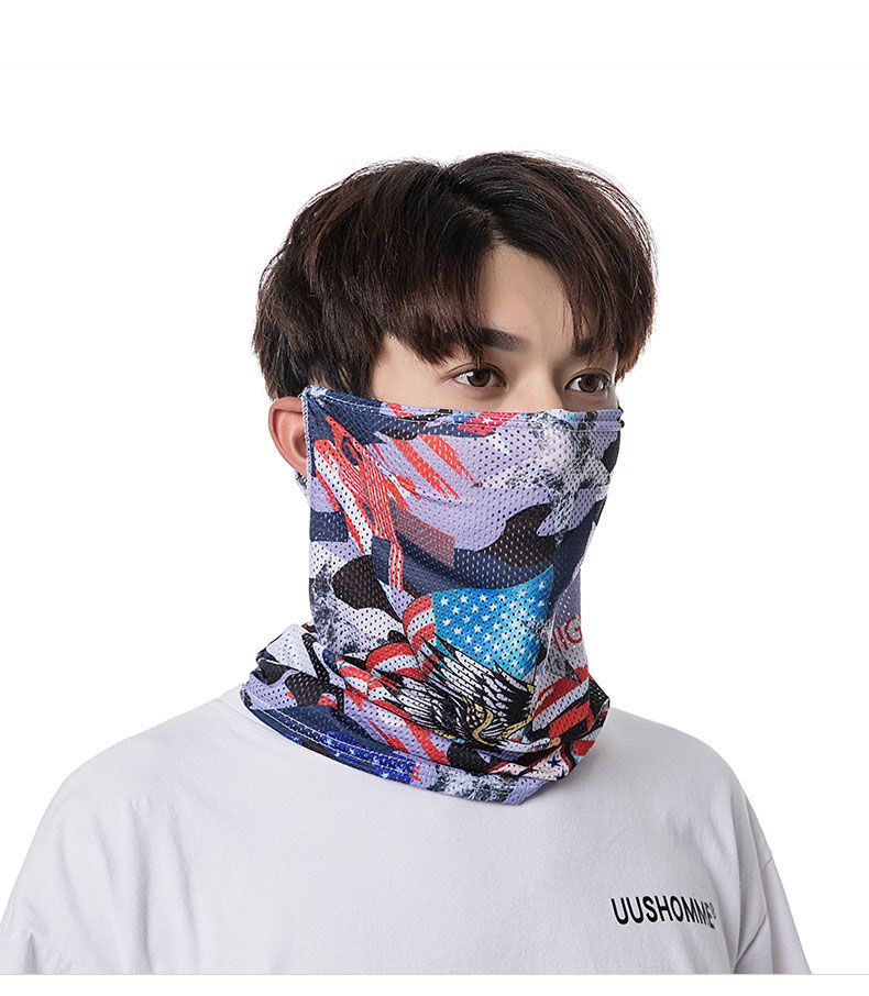 面罩骑行防晒面巾男士户外钓鱼脸罩遮脸面纱夏季围脖口罩脖套美利坚