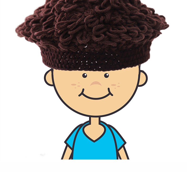 贝壳母婴婴儿帽子男宝宝假发帽儿童毛线套头帽拍照搞怪爆炸头牛奶棉