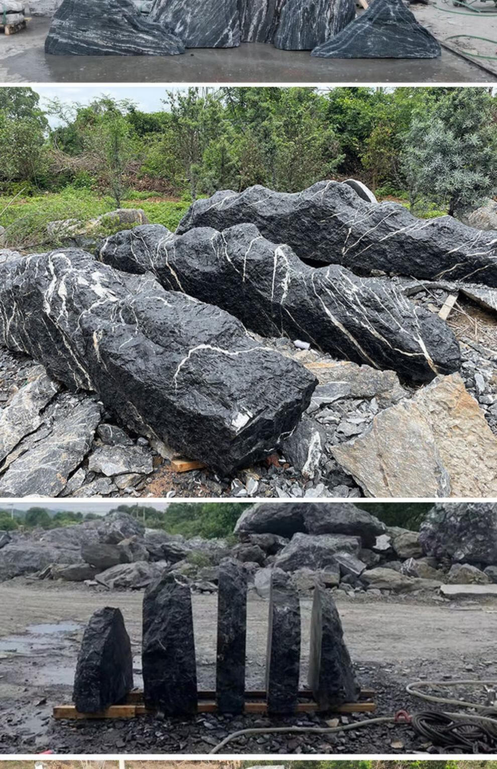 天然雪浪石切片组合泰山石造景汉白玉景观石中式庭院室内装饰枯山水