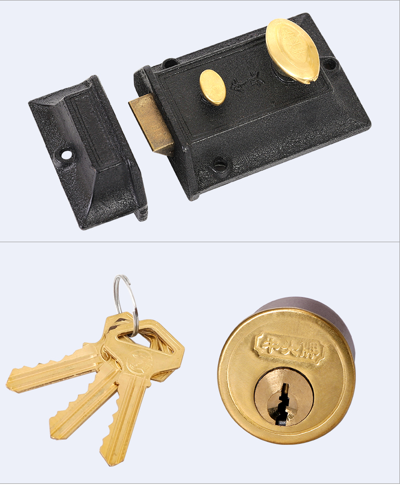 双保险牛头锁老式房门锁牛头牌弹子门锁二保险锁外装暗锁木门门锁定制