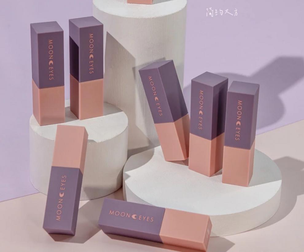 mooneyes色块拼接方管口红哑光丝绒雾面奶茶色豆沙色e16赤豆牛奶