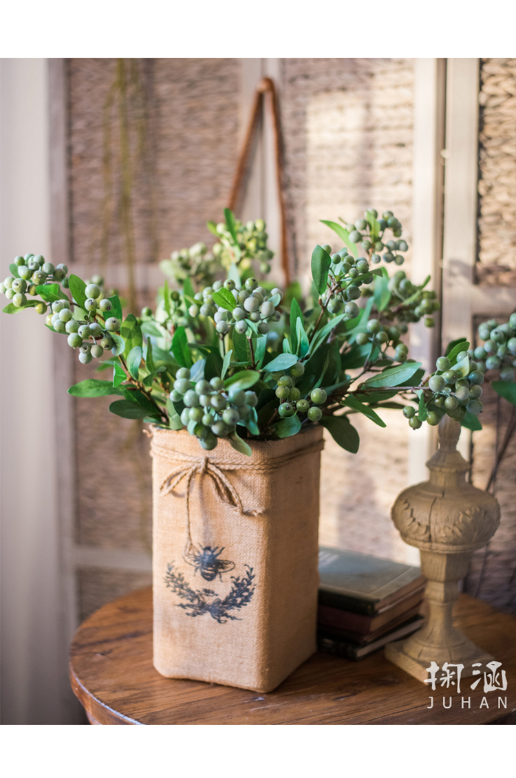 掬涵醋栗果子果实枝叶仿真绿植花艺搭配插花桌面装饰美式黄醋栗长65cm