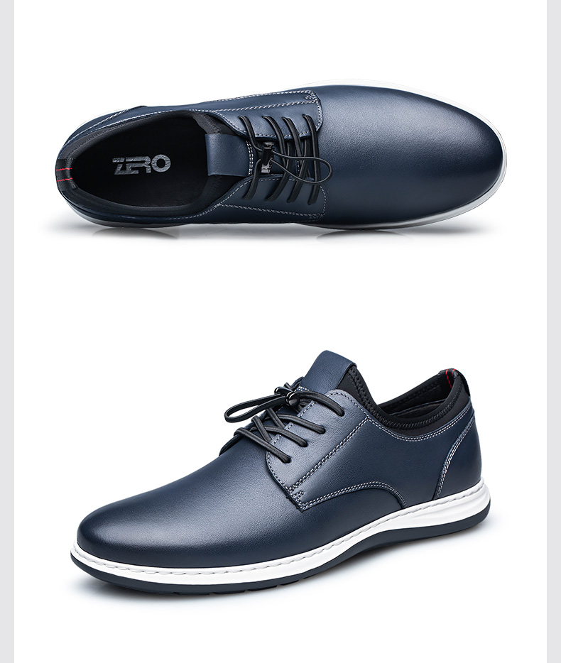 zero零度男鞋2021秋冬新款时尚休闲鞋系带皮鞋柔软舒适鞋子男黑色38