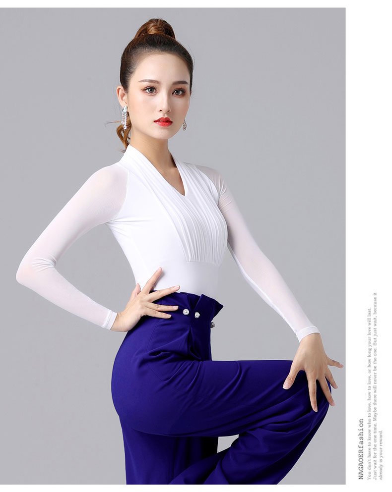 跳交谊舞网红拉丁舞套装服上衣女练功服国标舞摩登舞衣舞蹈服装女连体