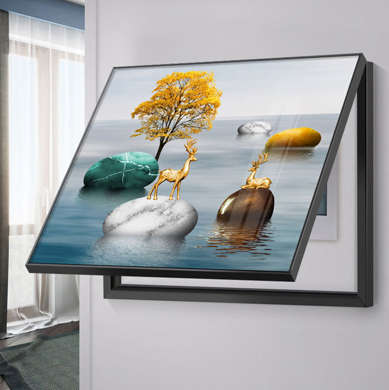 电表箱装饰画免打孔电闸箱遮挡家用配电箱电源总开关墙壁挂画运转石b