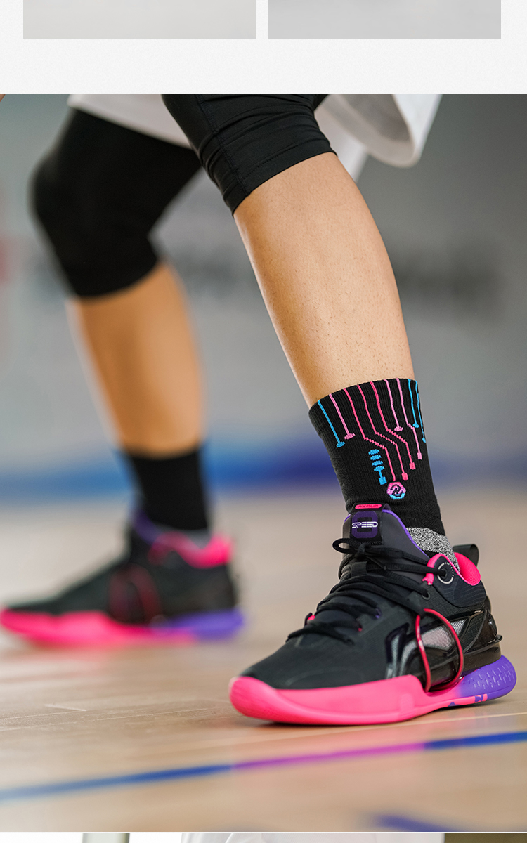 ace综合级 uzis篮球袜长筒男实战精英毛巾底高帮运动袜[电解] 电子紫 