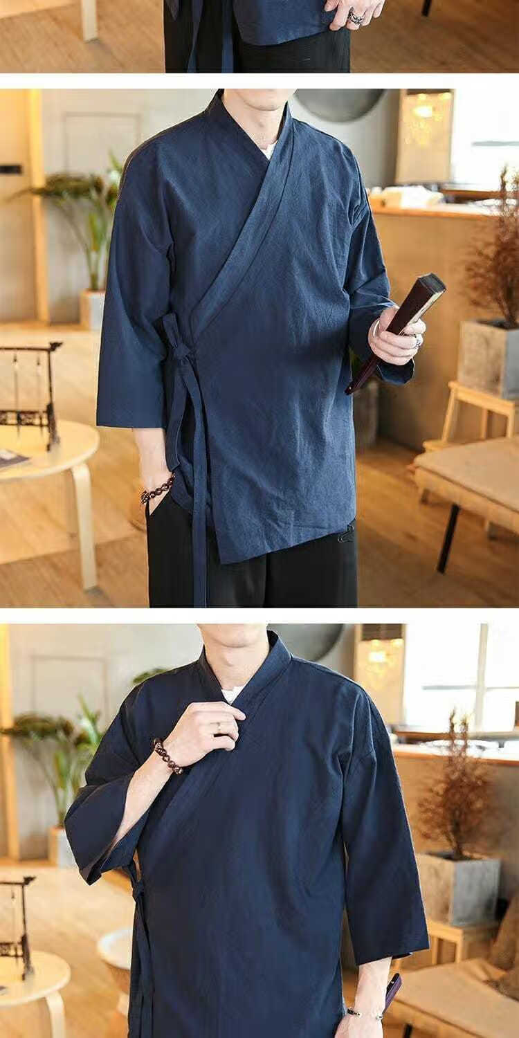 汇火斜襟禅服王也道长古装同款衣服中国风武当复古风道袍cospaly男装