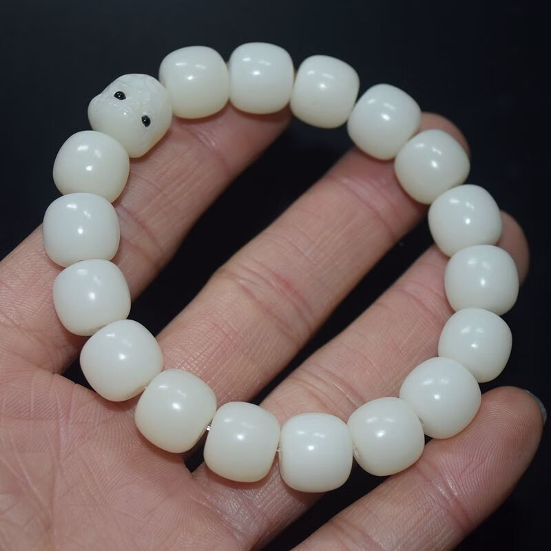 白玉菩提根手链渐变菩提子手串手持男绕指柔盘玩佛珠女rom 暗绿幽灵