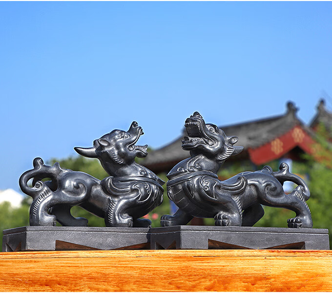 石雕貔貅石墩青石整石一体雕刻公母一对石皮丘风水门口吉祥物看门神兽