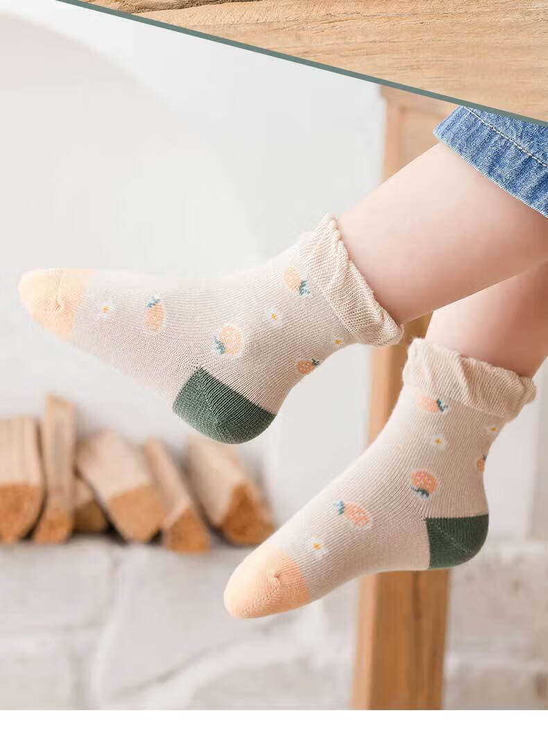 琼帕(qp)儿童袜子秋冬童袜男冬季韩版花边中筒棉袜女宝宝袜子秋秋儿童