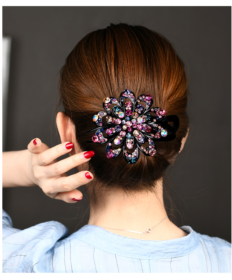 中年人发夹妈妈款盘头发卡抓夹顶夹三齿花朵鸭嘴夹夹子头饰后脑勺 scj