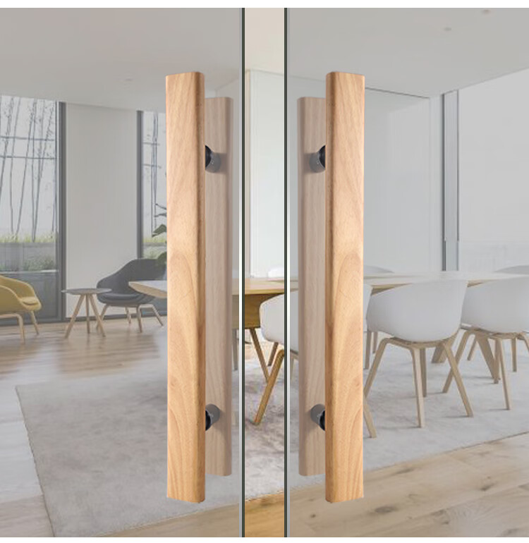 首力原木大门拉手推拉门木扶手现代简约双开门黑色玻璃门拉手实木现货