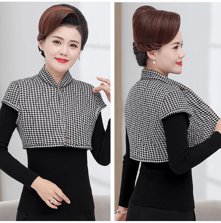 秋冬女款坎肩马甲加绒妈妈驼绒护肩颈椎坎肩睡觉马甲防寒保暖小背心