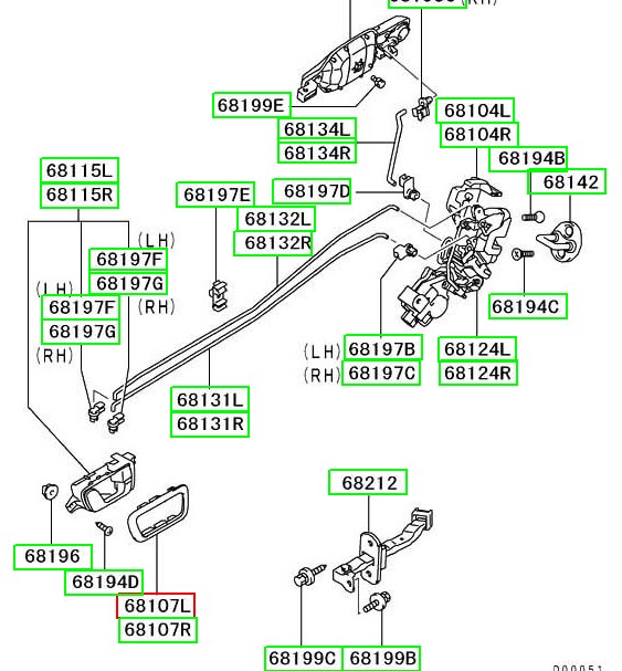 三菱帕杰罗v73w v77w 车门内拉手框 (日本原装) 前门 左
