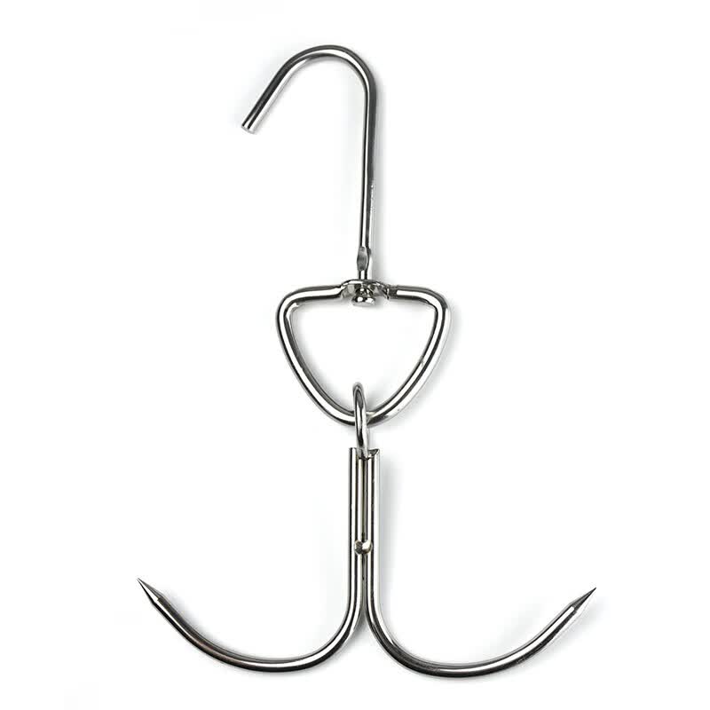不锈钢挂肉钩子加粗三叉猪肉钩市场尖头屠宰场牛肉钩子特粗三星钩5厘