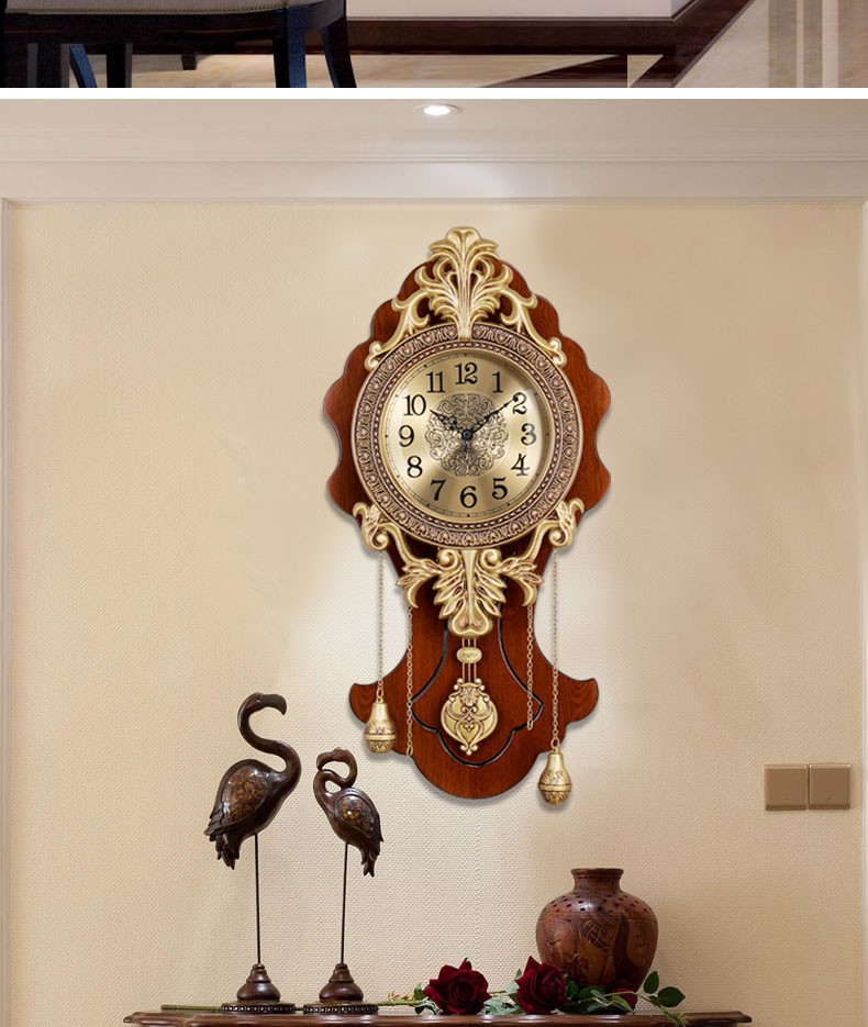 定制欧式纯铜挂钟客厅家用时尚钟表餐厅书房钟表静音创意挂表美式复古
