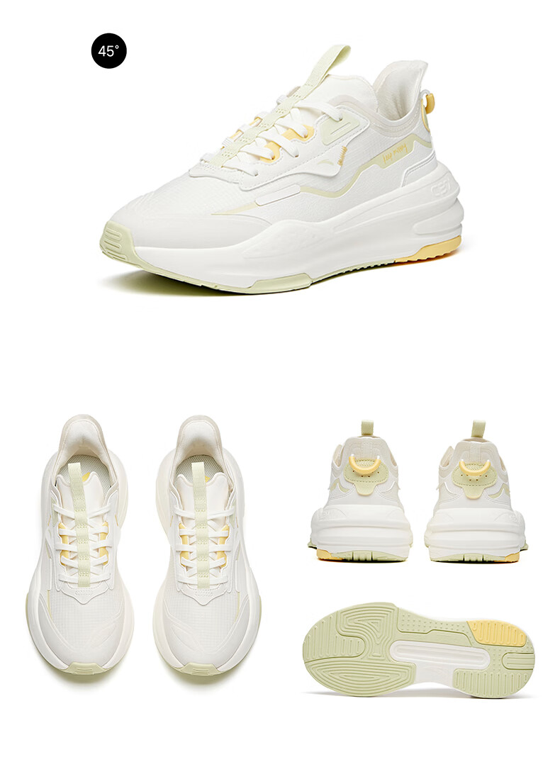 anta官网 休闲鞋女2021秋季新款科技软底舒适防滑减震运动潮鞋 象牙白