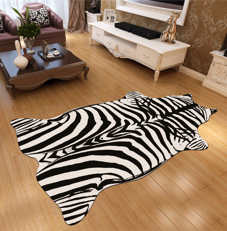 整张牛皮地毯仿动物皮地毯仿真老虎皮奶牛斑马皮地毯整张豹纹房间豹纹