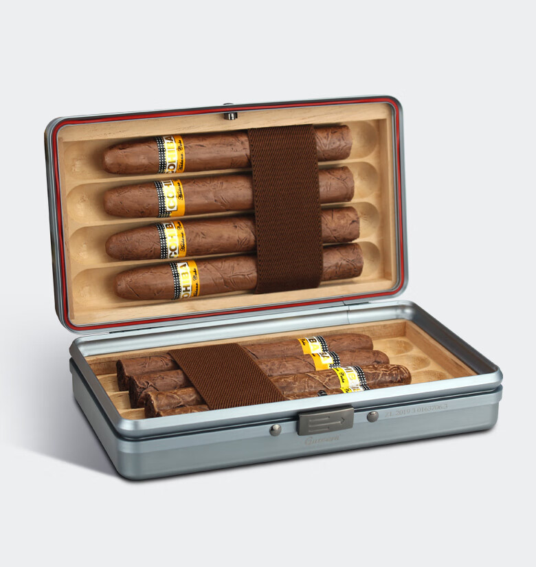 雪茄保湿盒恒温guevara雪茄盒轻薄铝制雪松木内衬保湿盒便携式随身