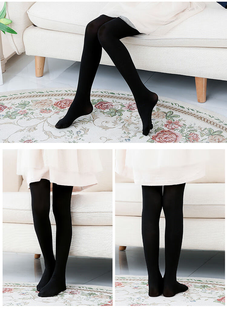 涟画学生高弹力小女孩夏天黑色儿童丝袜连裤袜公主女宝薄款中大童2-14