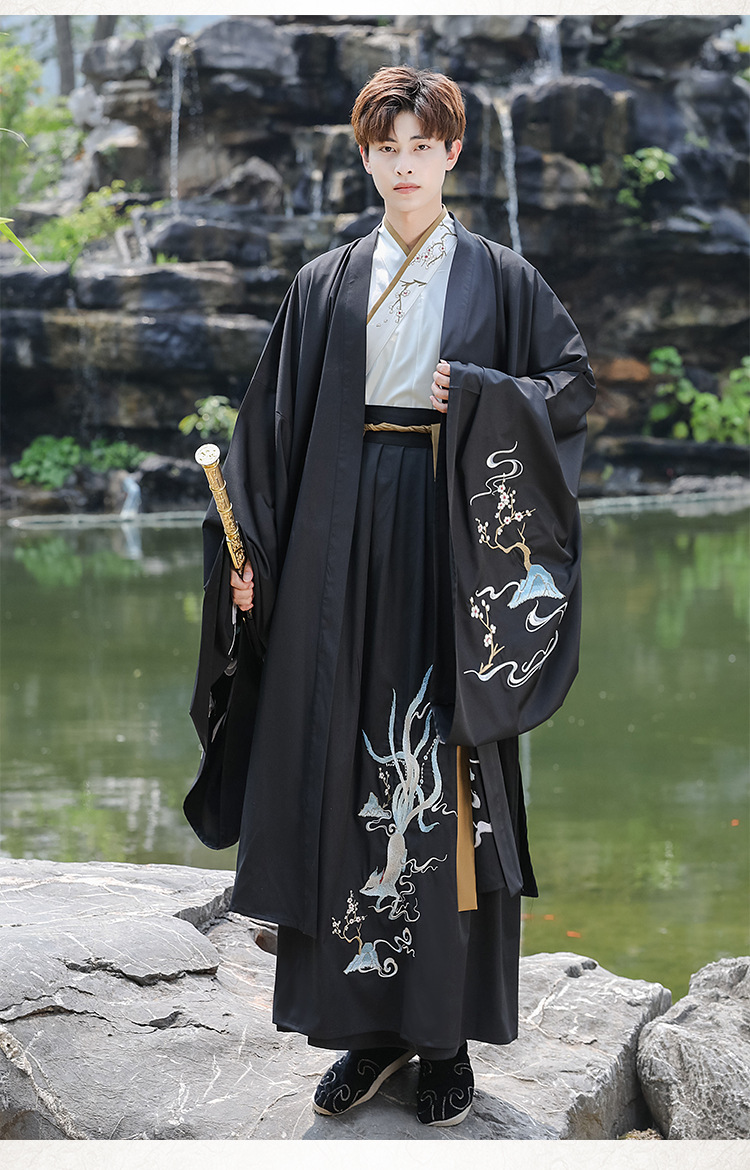 卡辑汉服男装古装侠客九尾狐重工刺绣复古风广袖黑化系春夏新款内搭两