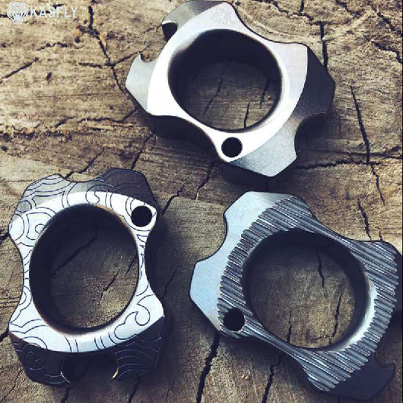 kasfly凯撒钛合金青铜指扣防身戒指自卫edc开瓶器起子钥匙挂扣圣诞节