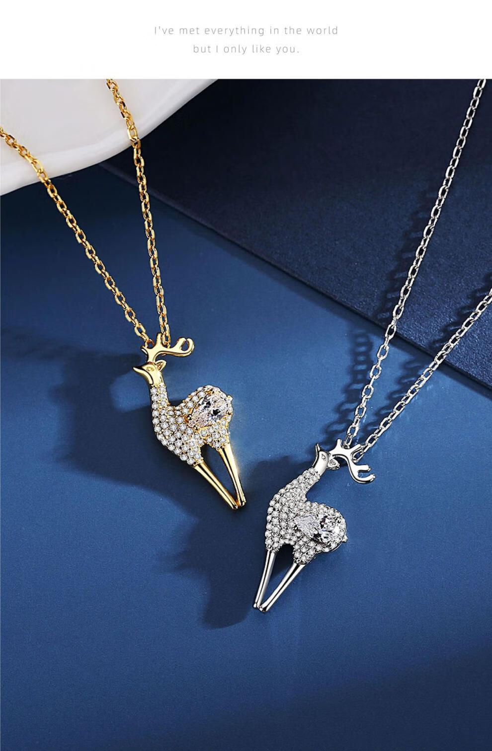ckag轻奢品牌圣诞节项链女银潮韩版小麋鹿项链锁骨链冷淡风首饰品情人