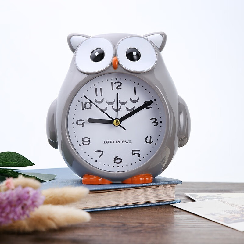 可爱卡通动物儿童闹钟学生用床头书桌创意时钟懒人专用小闹铃恐龙粉色