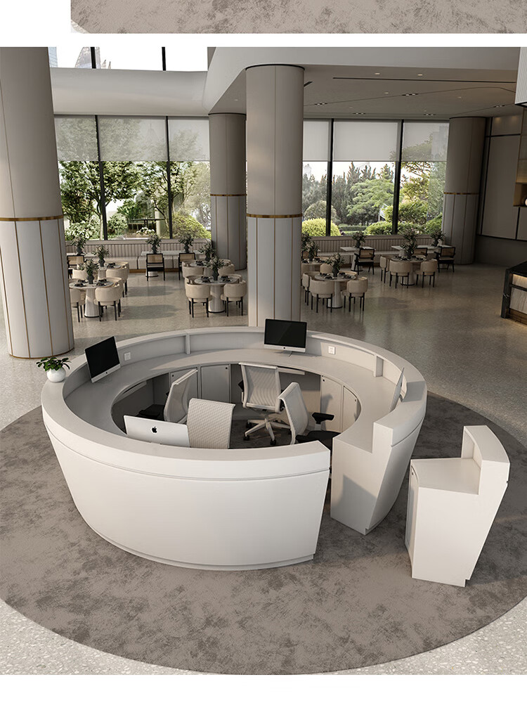 中拾机场圆形中岛接待台环型烤漆前台口腔导医台医美院护士站受理前台