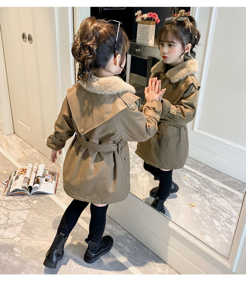 女童派克服可拆卸休闲款女大童外套秋冬款小孩小女孩子13岁1215岁加绒