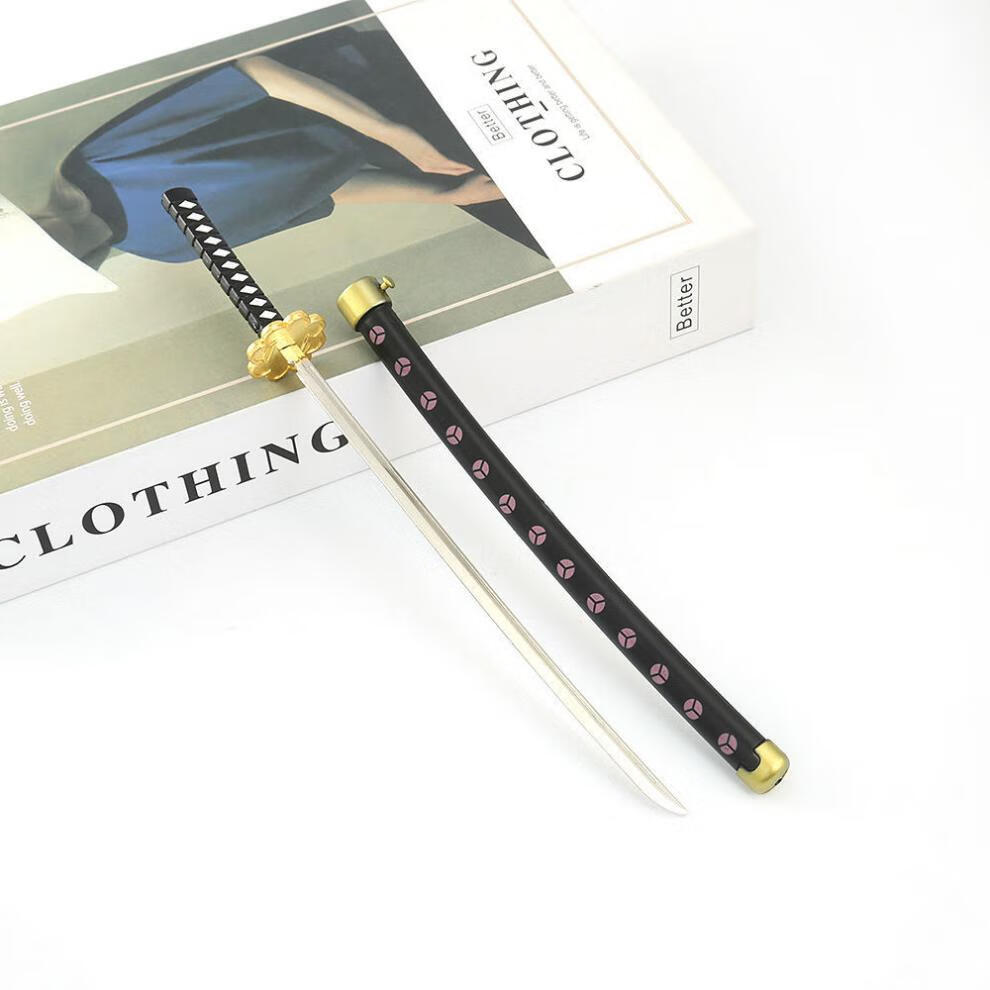 索隆的刀海贼王阎魔三刀流模型金属三代鬼彻玩具雪走秋水挂件 红刀鬼