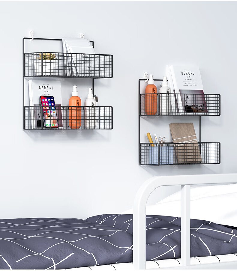 床头书架床头小书架床头置物架宿舍收纳挂篮墙上壁挂免打孔贴墙墙壁
