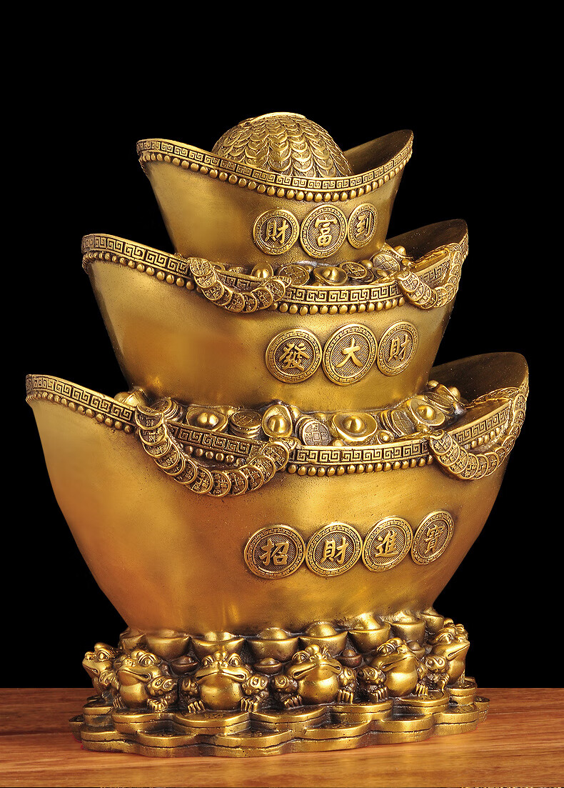 铜元宝摆件金元宝存钱罐创意摆设风水客厅装饰品店铺开业礼品28cm富贵