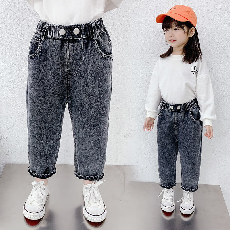 童装女童牛仔裤春秋新款洋气中大童女孩老爹裤宝宝韩版儿童长裤子儿童