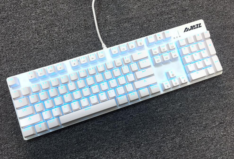 黑爵ak35i机械战警粉色白光青轴混光跑马灯游戏机械键盘 姜黄色 k101