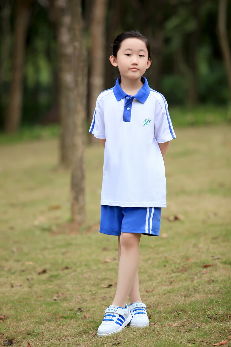 深圳莎臣豹校服 小学生女夏季运动服套 短袖 短裤 135cm
