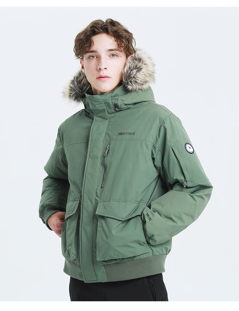marmot土拨鼠秋冬男羽绒服户外保暖厚重带帽夹克外套曜石黑001m欧码偏