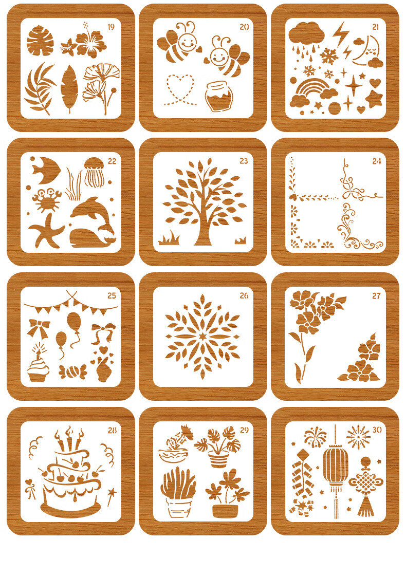 日悦星辰 画画模具镂空绘画模板卡儿童手绘涂鸦diy相册模版小学生镂空