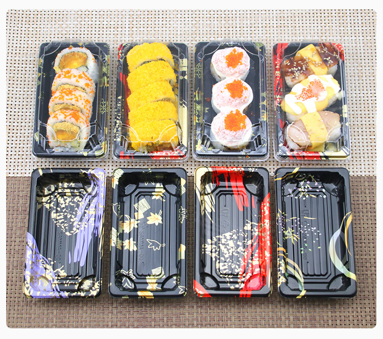 迷你寿司盒彩色寿司盒打包盒寿司包装盒一次性寿司盒高盖盖金色800套