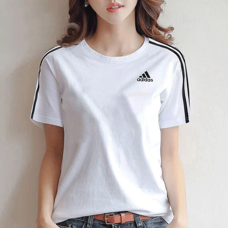 adidas阿迪达斯圆领棉短袖女装22春季新款上衣运动服跑步透气运动t恤