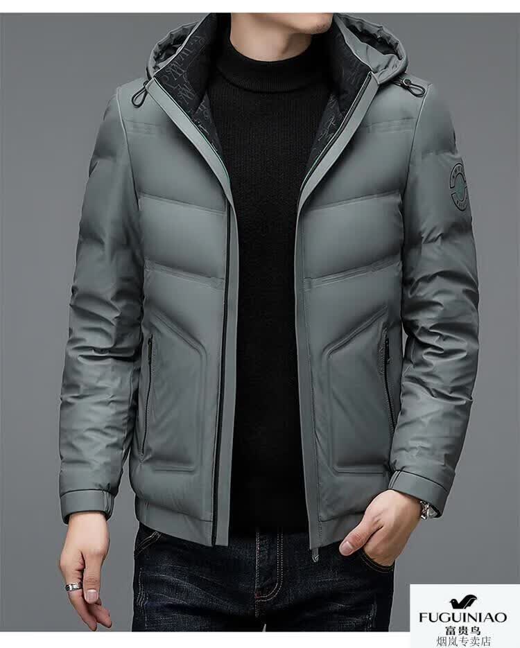 富贵鸟【本地仓】品牌男装冬季新款男士亮皮羽绒服牛奶皮服加厚免洗
