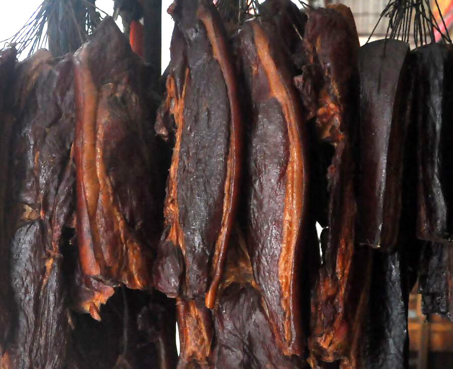 贵州特产 农家自制遵义腊肉 后腿肉 熏肉 咸肉 柏枝熏 500g【图片 价
