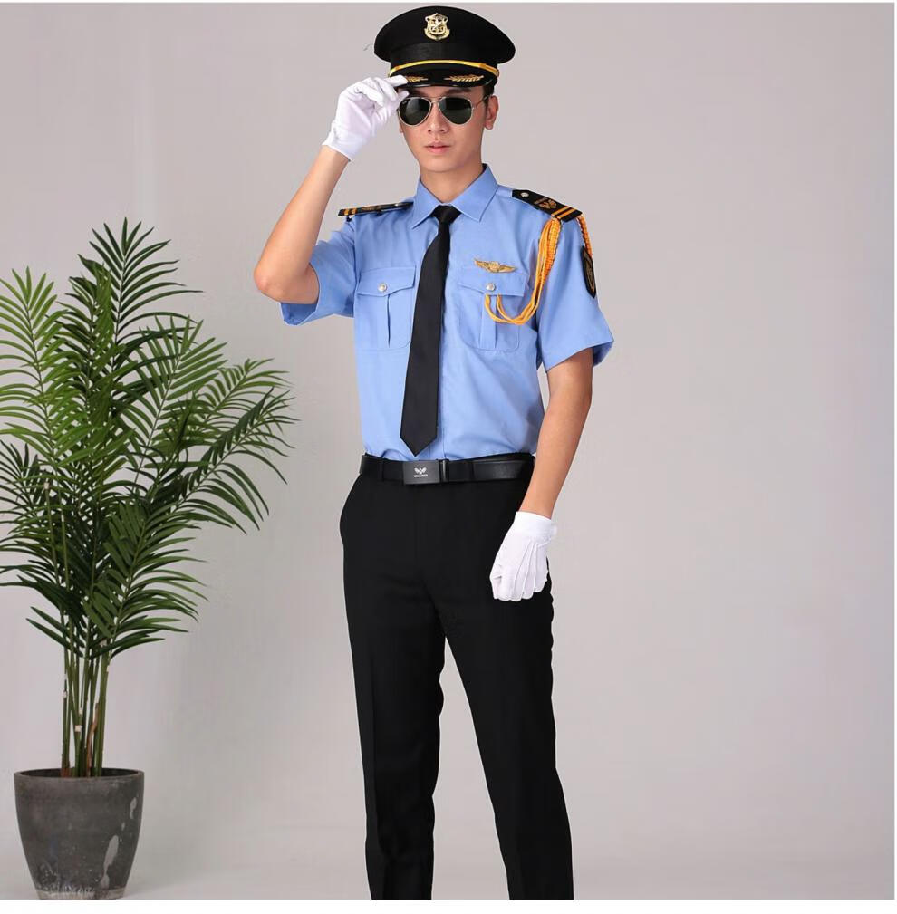 售楼部形象岗保安夏季服小区物业蓝色保安制服售楼处门卫岗亭形象岗