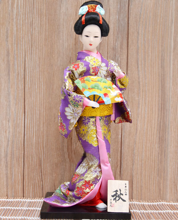 【曲美思】日本艺伎人偶12寸人形手工绢人和服娃娃木偶工艺品日料店