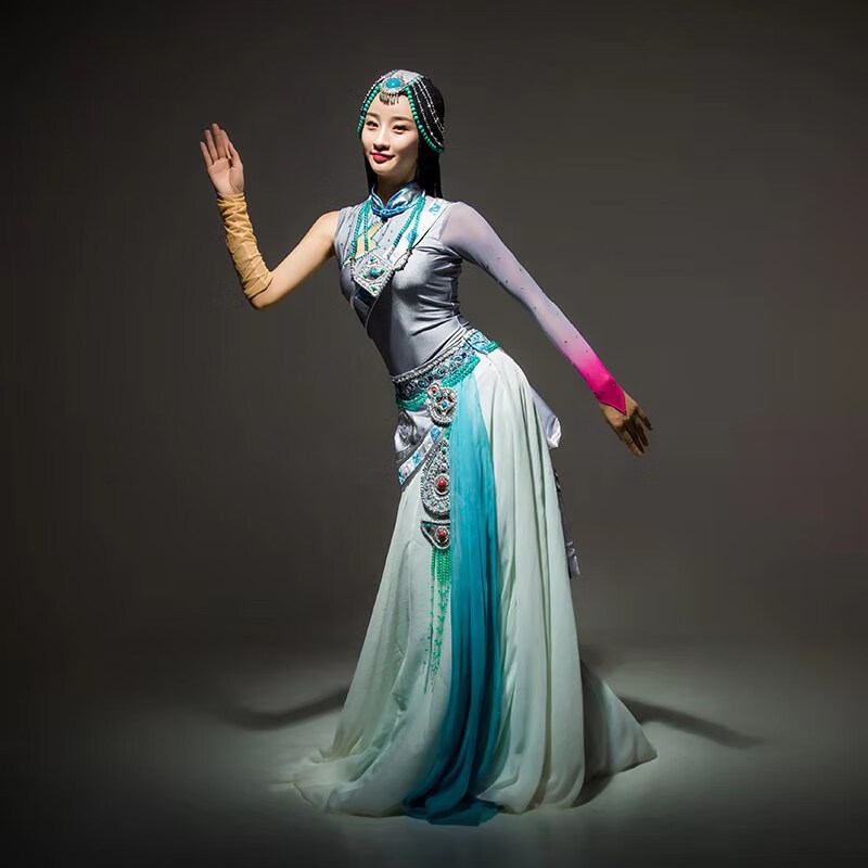 天浴舞蹈服装藏族女卓玛少数民族风套装成人开场舞大摆裙表演出服