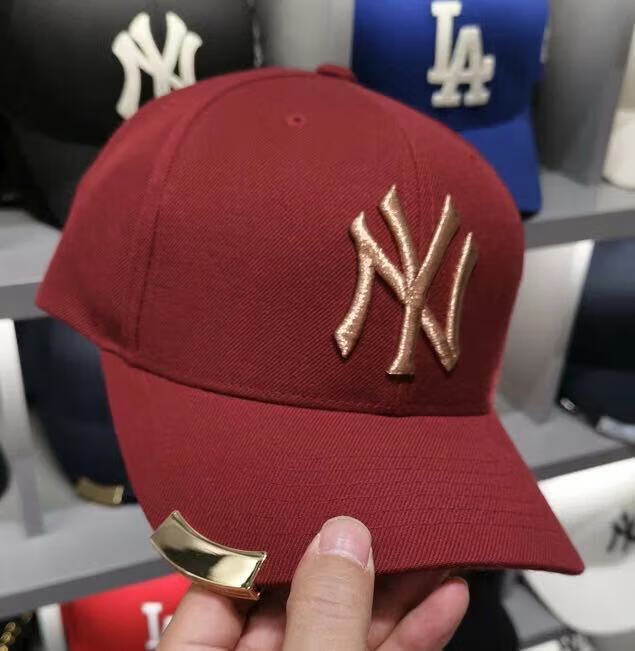 美职棒(mlb)韩版棒球帽ny鸭舌帽男女春夏季防晒弯檐帽帽檐金属潮休闲