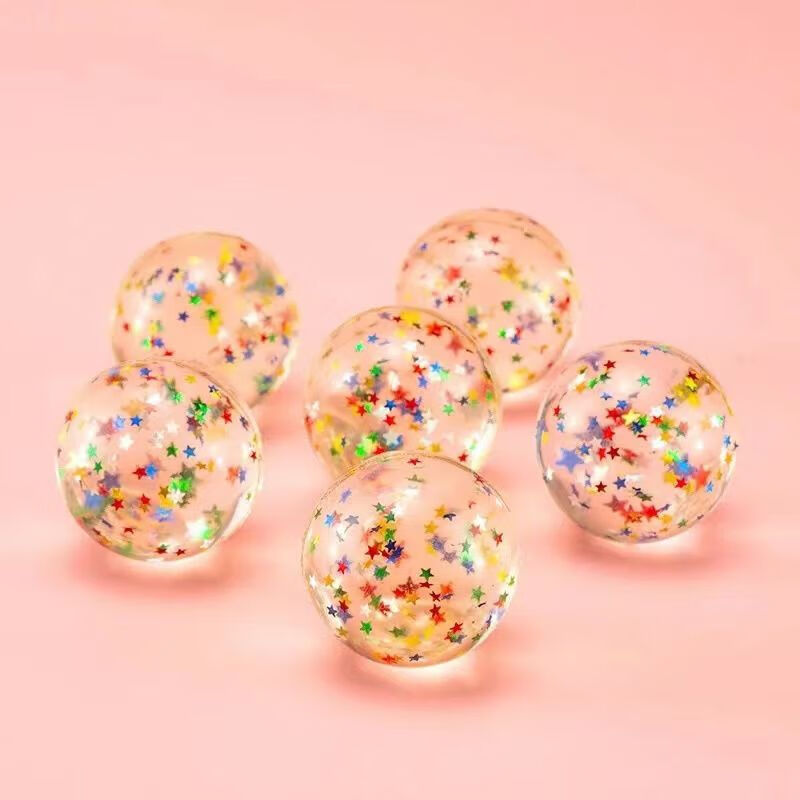 定制大小弹力球32号儿童玩具混装跳跳球实心橡胶球 32号透明五星 3个