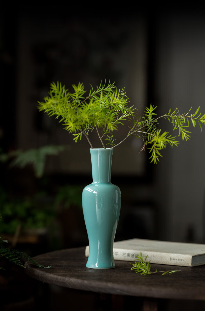 青瓷花瓶摆件客厅茶桌插花创意简约花器水培店铺优惠多多欢迎光临 4*2