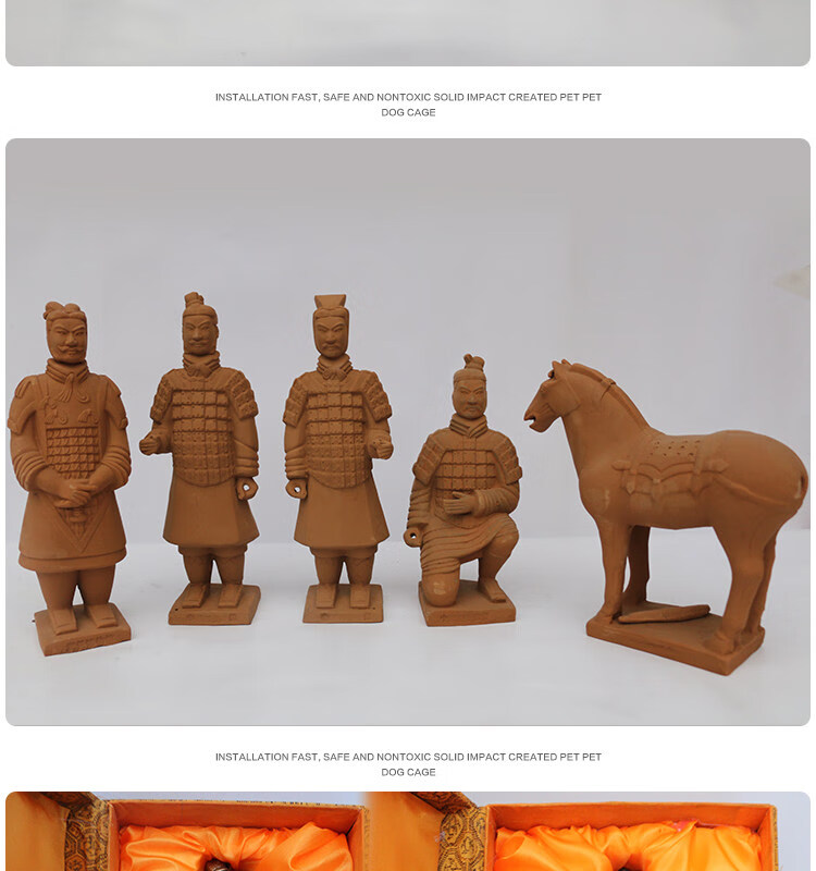 兵马俑摆件25cm秦俑西安泥人泥塑中国传统礼品商务摆件土色跪射